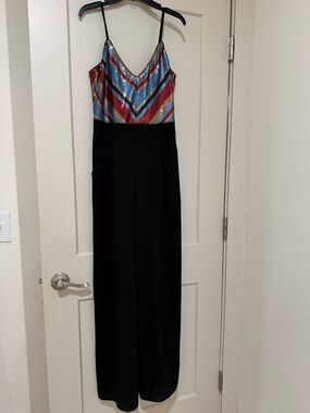 June &‎ Hudson NWT Rainbow Sequin Chevron Wide Leg Jumpsuit Size L